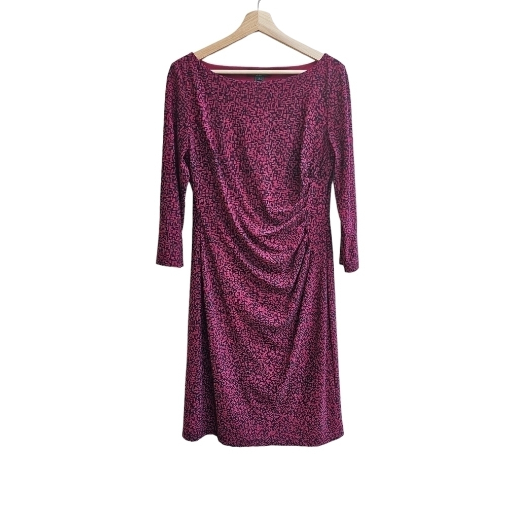 Lauren Ralph Lauren Ruched Sheath Dress Burgundy Cranberry M